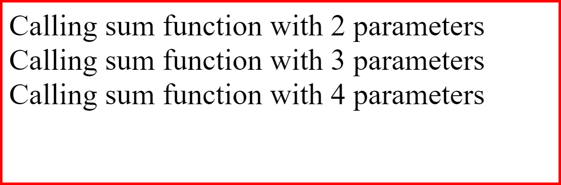 Picture showing the output of rest parameters in JavaScript